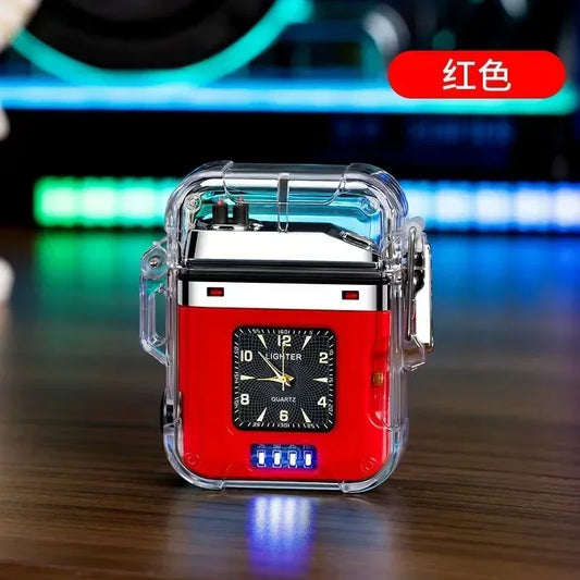 2023 New  Waterproof Watch Lighter Windproof USB Plasma Rechargeable Lighter Outdoor Portable Cigarette Lighter Men's Watch Gift