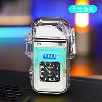 2023 New  Waterproof Watch Lighter Windproof USB Plasma Rechargeable Lighter Outdoor Portable Cigarette Lighter Men's Watch Gift