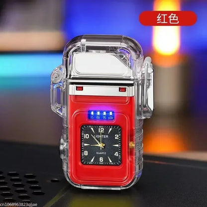 2023 New  Waterproof Watch Lighter Windproof USB Plasma Rechargeable Lighter Outdoor Portable Cigarette Lighter Men's Watch Gift