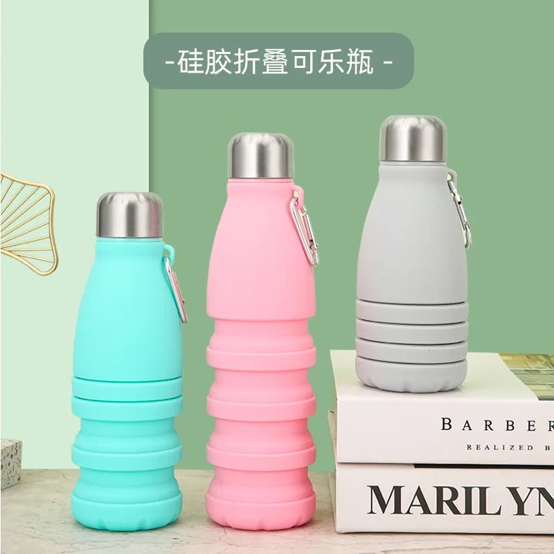 Silicone Foldable Water Bottle for Sports Reusable Leakproof Water Bottle with Carabiner Collapsible Water Bottle Dropshipping