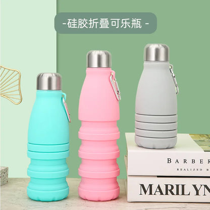 Silicone Foldable Water Bottle for Sports Reusable Leakproof Water Bottle with Carabiner Collapsible Water Bottle Dropshipping