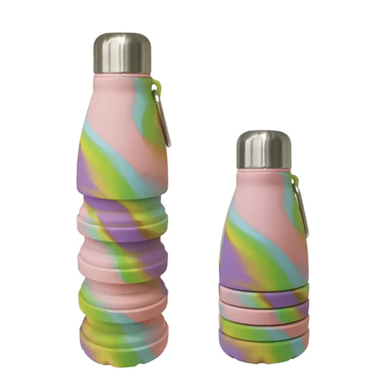 Silicone Foldable Water Bottle for Sports Reusable Leakproof Water Bottle with Carabiner Collapsible Water Bottle Dropshipping
