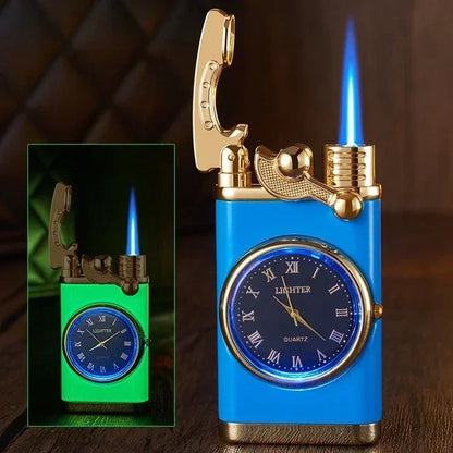 Windproof Gas Lighter Wrist Watch Cigar Lighter Outdoors Jet Double Tube Lighters Gadgets for Men Cigarette Accessories Fires