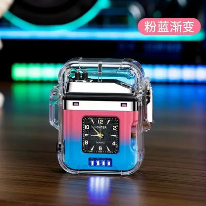 2023 New  Waterproof Watch Lighter Windproof USB Plasma Rechargeable Lighter Outdoor Portable Cigarette Lighter Men's Watch Gift
