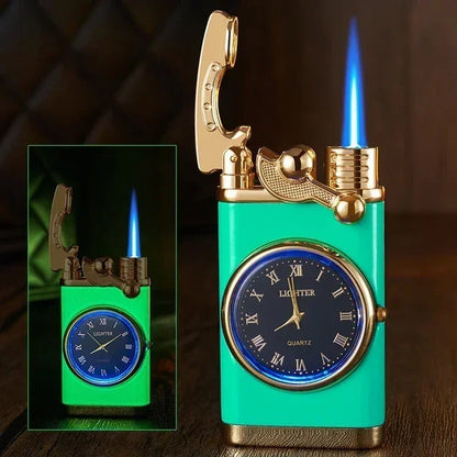 Windproof Gas Lighter Wrist Watch Cigar Lighter Outdoors Jet Double Tube Lighters Gadgets for Men Cigarette Accessories Fires